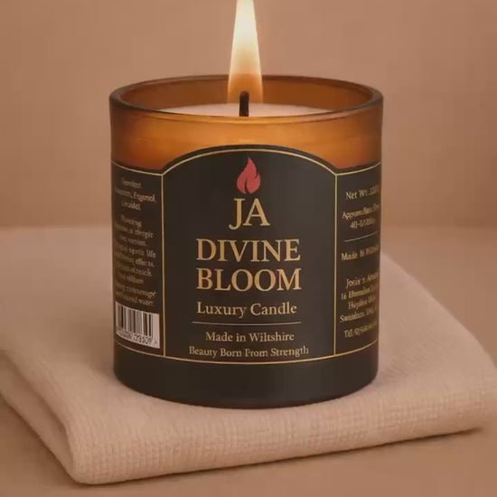 Eternal Grace luxury scented candle, amber glass jar, hand-poured by Josie’s Aroma.