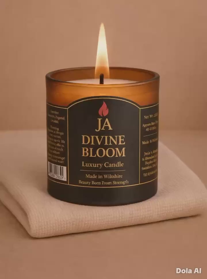 Eternal Grace luxury scented candle, amber glass jar, hand-poured by Josie’s Aroma.